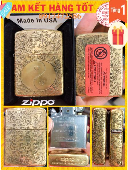 Bật Lửa Zippo Armor Vỏ Dầy, Khắc Chìm 5 Mặt Hình Bát Quái, Có tem đỏ