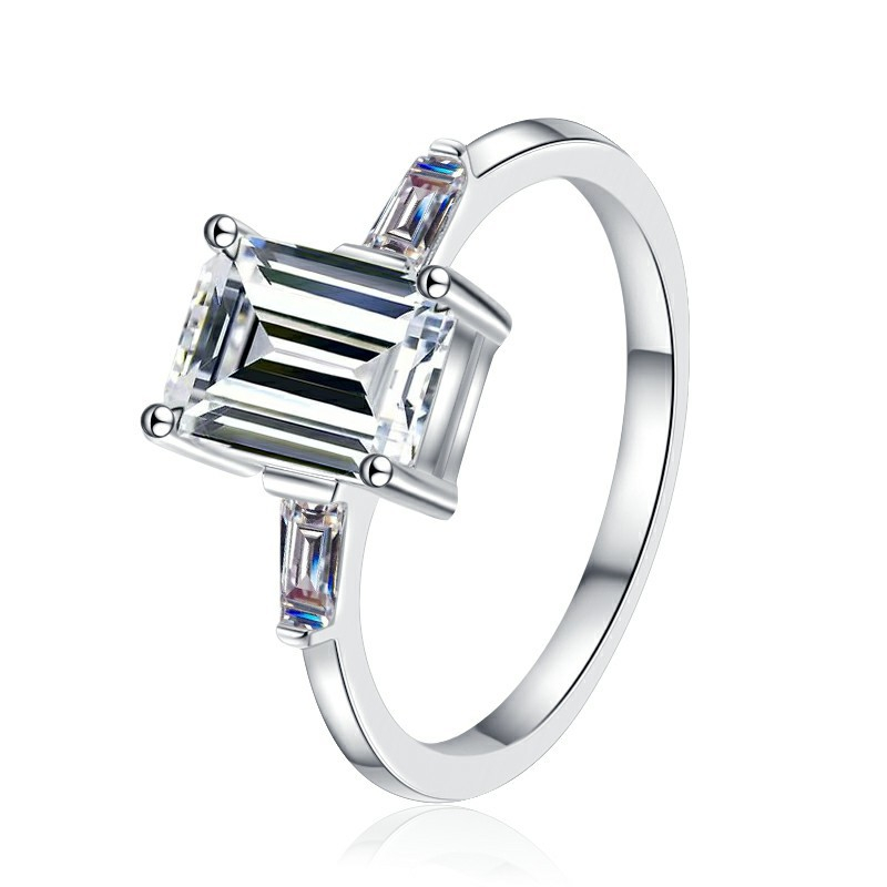 2CT Emerald Cut Moissanite Ring for Women Soild 18K 14K White Gold D Diamond Ring for Engagement Christmas Gifts ราคา 2,084 บาท*ส่งฟรี