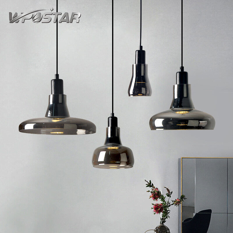Modern Glass Pendant Lights Vintage Industrial Hanging Light Fixture with Smoky Gray Indoor Lighting for Kitchen Restaurant Decor ราคา 1,017 บาท*ส่งฟรี