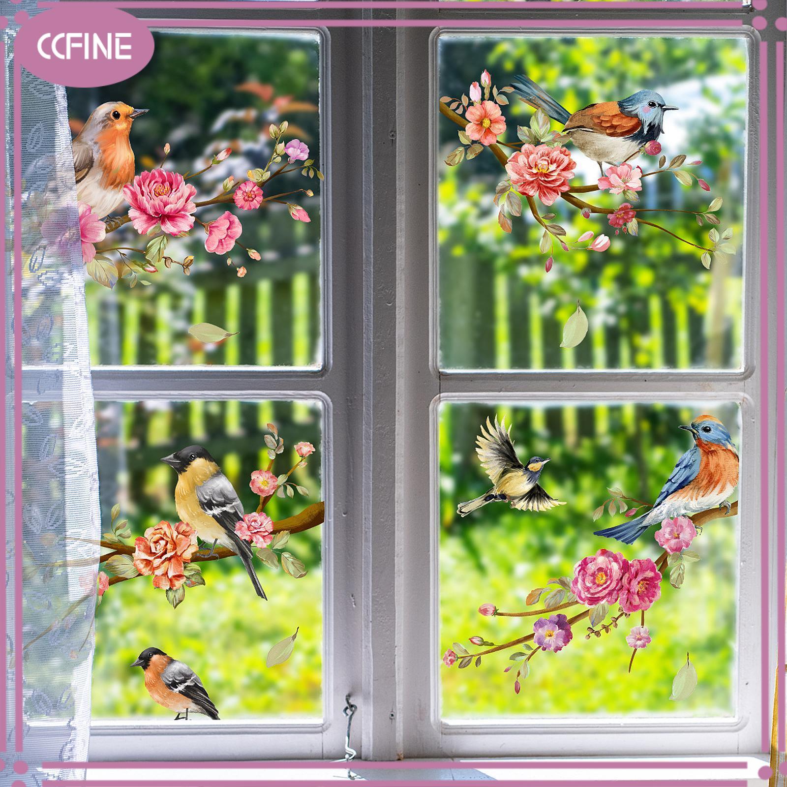 Ccfine xuân hè chim chi nhánh bám cửa sổ Sticker chống va chạm hai mặt cho phòng khách văn phòng trang trí nhà