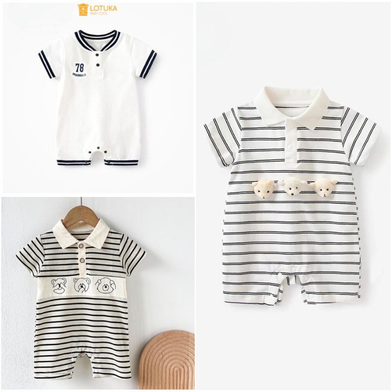 Body Đùi Kẻ Sọc LOTUKA, BodySuit Mùa Hè Cho Bé Trai Bé Gái, Chất Thun Lạnh Mềm Mát Size 3-12kg