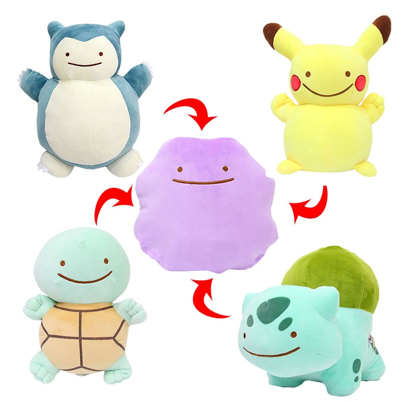 32cm Anime Pokemon Ditto Transform Snorlax Inside-Out Cushion Toys Pillow  Doll Collectible Bedroom Decoration Ornament