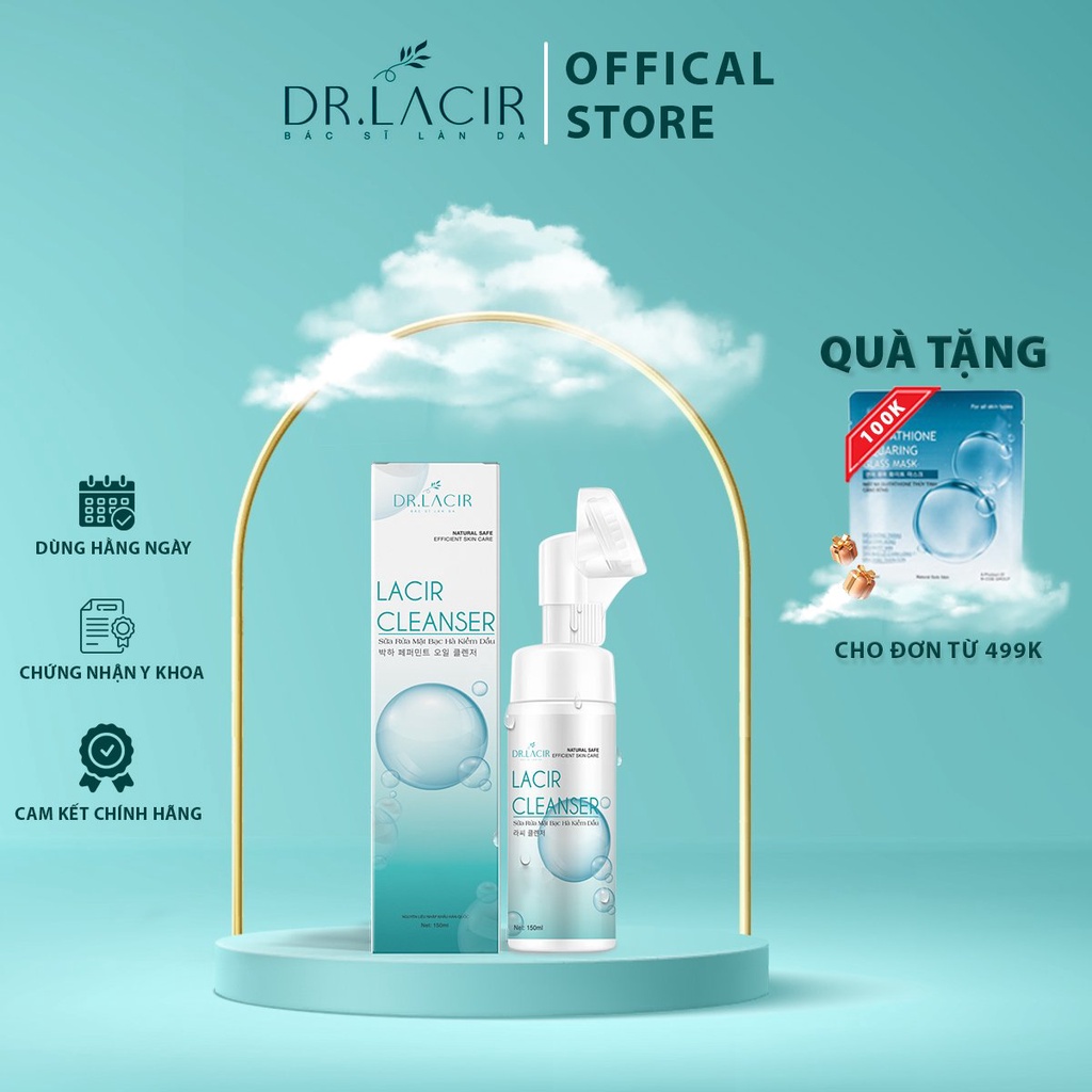 Sữa rửa mặt Dr. Lacir Cleanser kiềm dầu giảm mụn tốt với da nhạy cảm hương bac hà 150ml