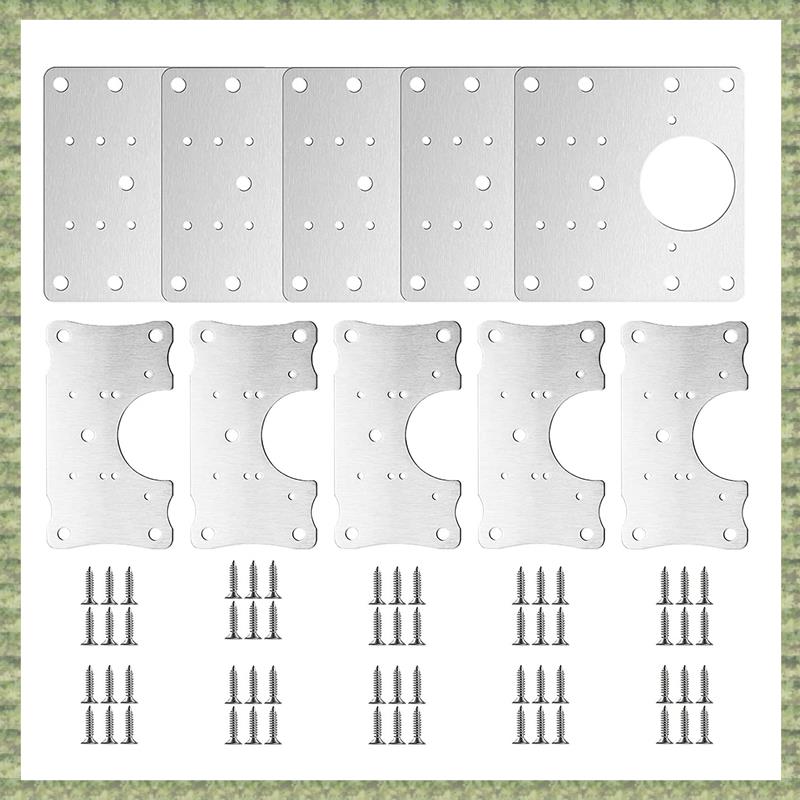 (KQES) 10 PCS Hinge Mounting Repair Plate Stainless Steel Bracket Fixing Plate with Screws for Furniture Wardrobe Cupboard