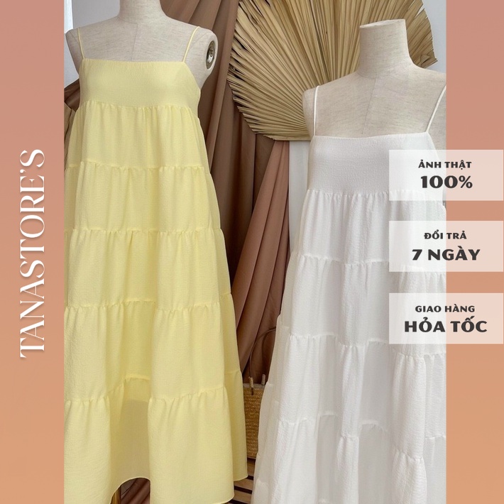 Đầm maxi 2 dây nhiều tầng form babydoll