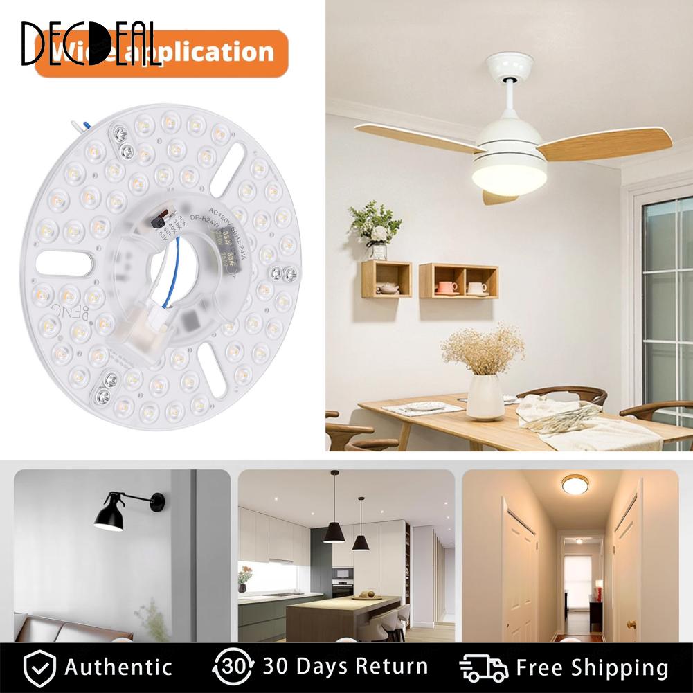 Decdeal 5.3 Inch LED Retrofit Light Panel 24W Aluminum Dimmable 5CCT Magnetic LED Ceiling Fan Light Board for Replacement