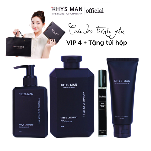 {Quà tặng Tình Yêu 4 SP+ Túi Hộp} Sữa tắm gội nam 3in1 + Sữa rửa mặt nam + Dung dịch vệ sinh + Nước 