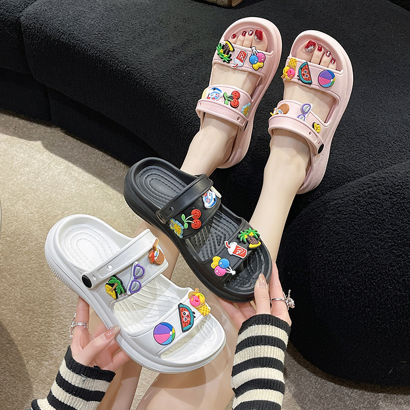 BW Dép Lê Đế Dày Dép Nữ Hoạt Hình Dễ Thương Tự Làm Mùa Hè Thời Trang Nữ Chống Trượt