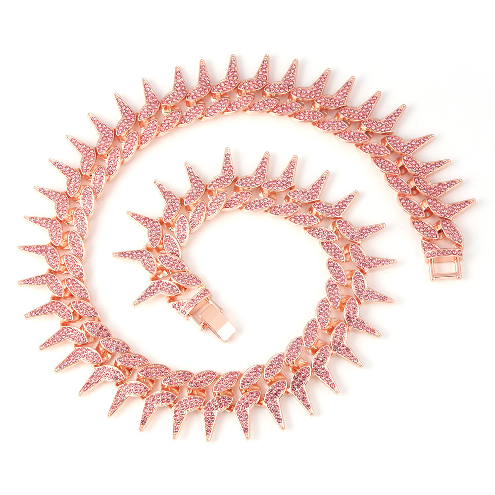 European and American trend jewelry cross-border rap hip-hop street style full of thorns and thorns Cuban chain Amazon