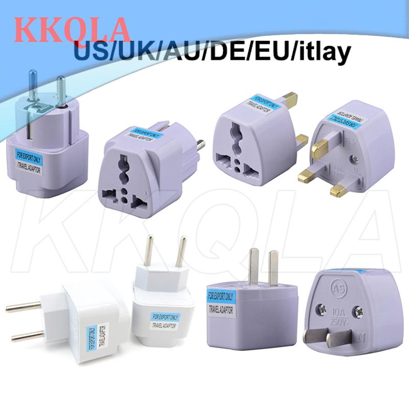 Qkkqla universal us/uk/au/de plug adapter usa to euro europe travel wall ac power charger adapter converter 2 round pin socket