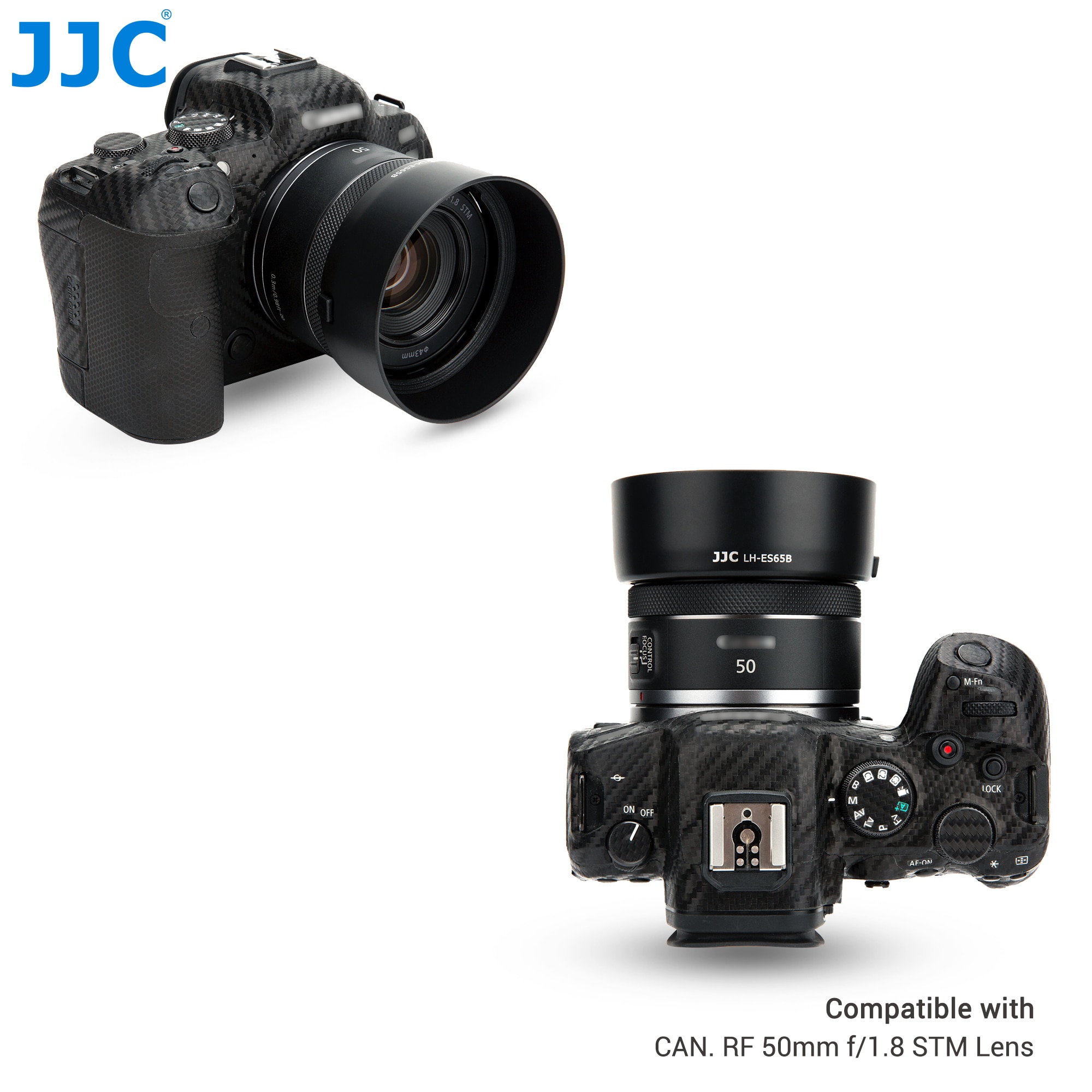 JJC ES-65B ES 65B ống kính mui xe tương thích với Canon RF 50mm F1.8 STM ống kính cho máy ảnh Canon EOS r RP ra R3 R5 R6 R7 R10 C70 đảo ngược