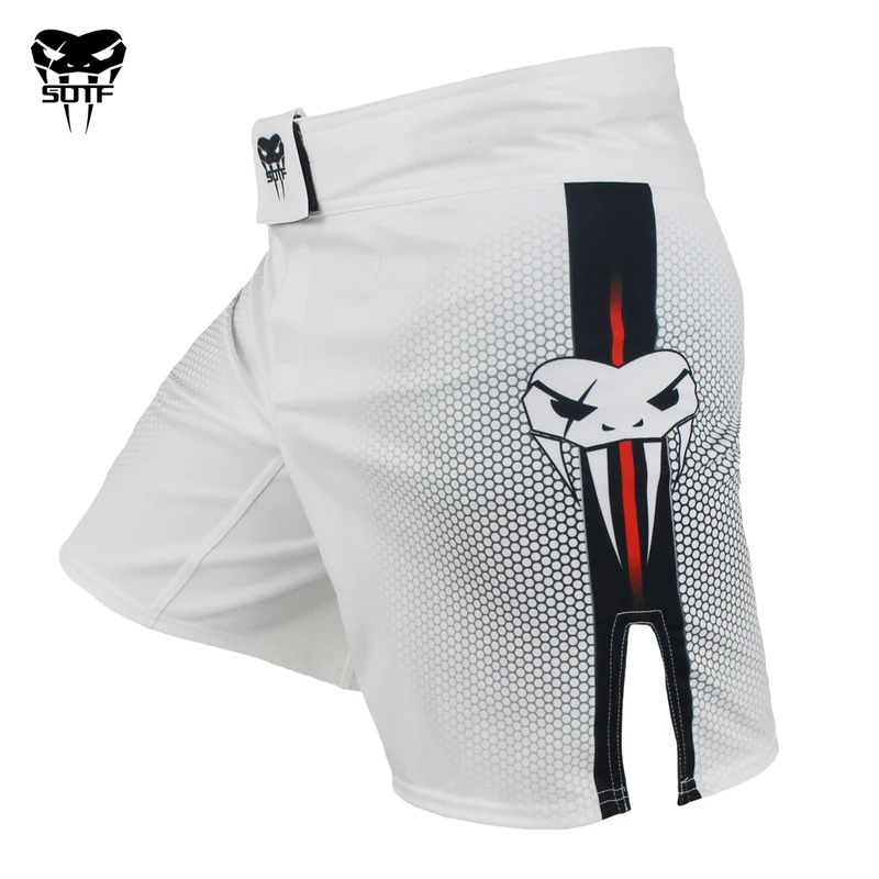 Sotf MMA người lớn rắn độc màu trắng đỏ quần short đấm bốc hình học Tiger Muay Thái MMA quần short quần áo đấm bốc SANDA