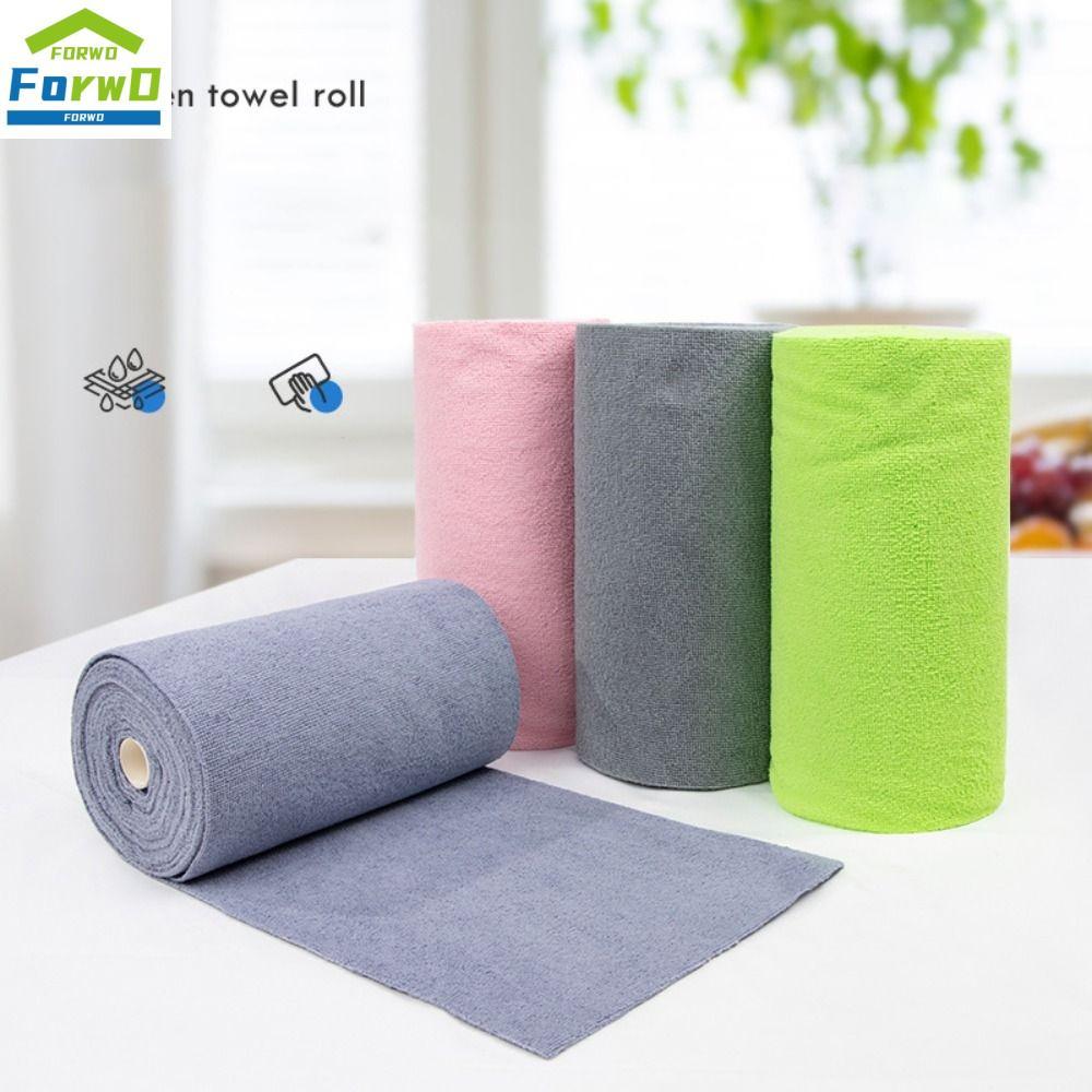 FORWDG 20PCS/Roll Tái sử dụng Khăn vi sợi Thay thế Thấm hút Khăn lau bát đĩa nhà bếp  Bộ đồ ăn Khăn ăn Giẻ lau đĩa dầu chống dính