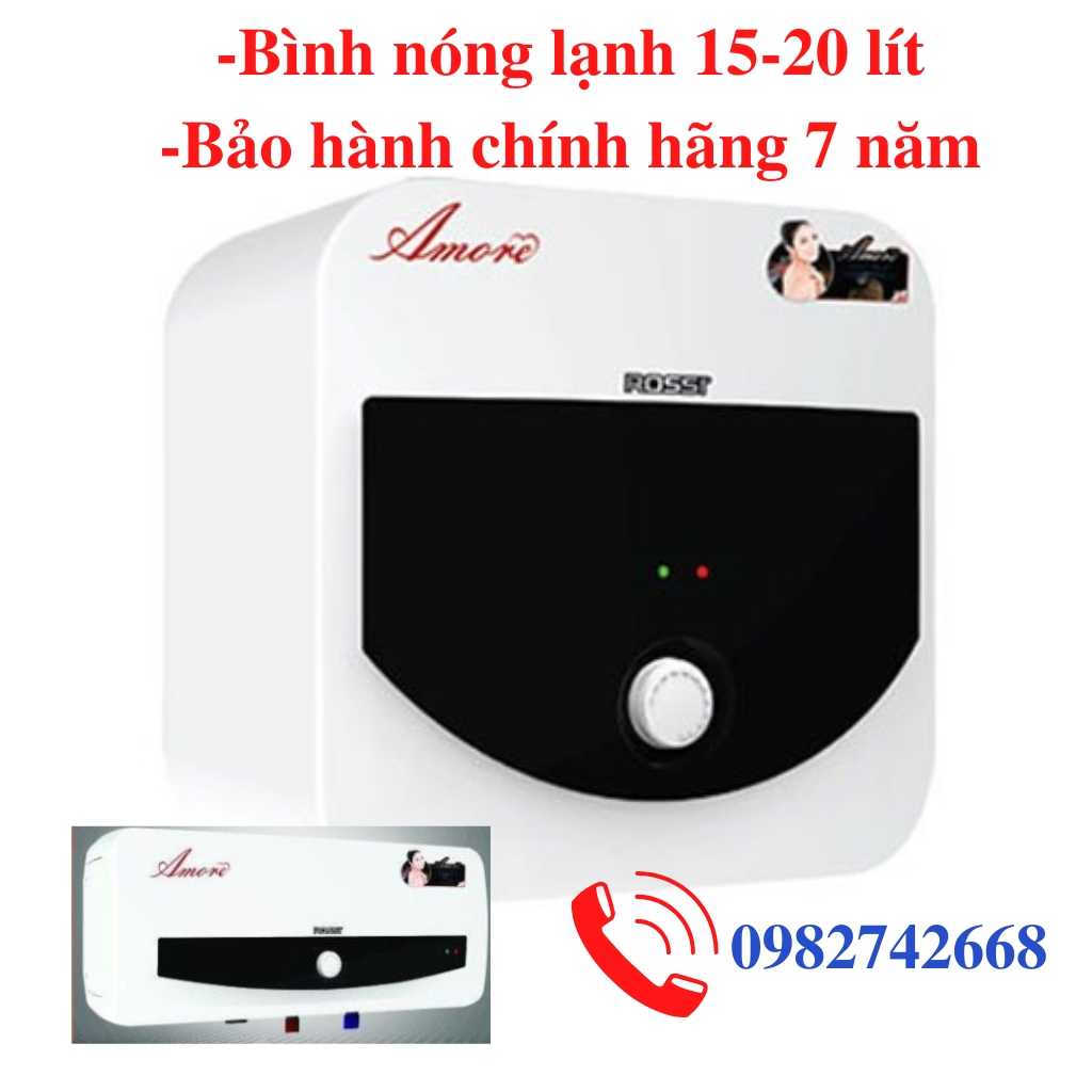 Bình nóng lạnh ROSSI AMORE 15,20 lít VUÔNG - DÀI, bảo hành 7 năm