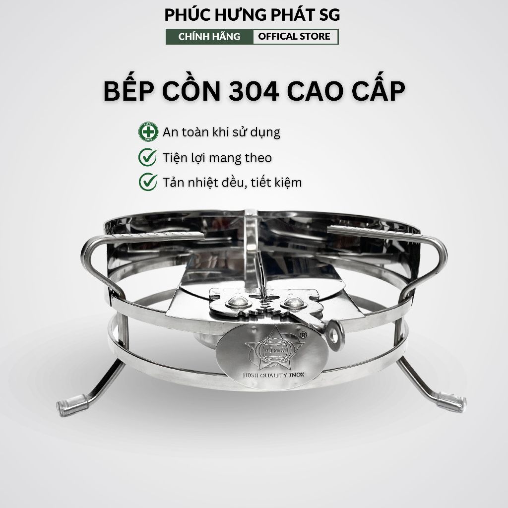 Bếp Cồn Khô 304 Inox VŨ KHẢI Nhỏ Gọn, Tiện Lợi Đường Kính 280mm, bếp cồn chắn gió phù hợp quán ăn, nhà hàng cao cấp
