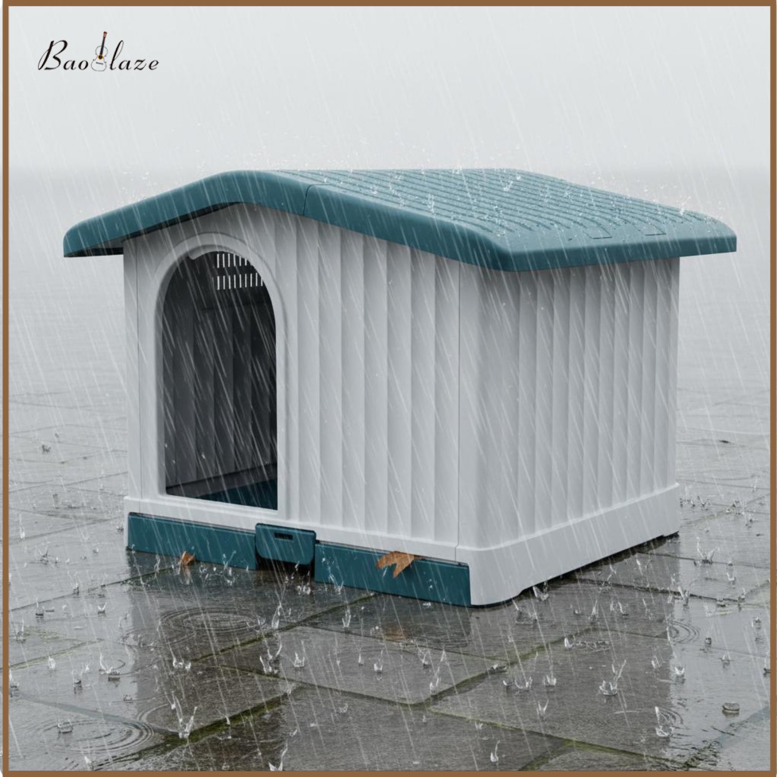Baoblaze Waterproof Plastic Dog House Windproof Outdoor Dog Shelter Sturdy Construction All-Weather Pet House Air Vents for Backyard, Patio ราคา 8,380 บาท*ส่งฟรี