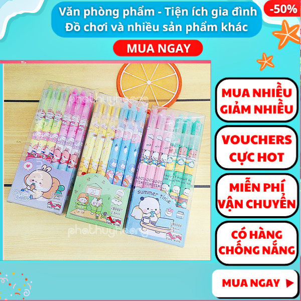Hộp 12 bút mực xóa được dạng bấm - bút tím xóa được bấm tay dễ sử dụng , mực đẹp - bút mực tím xóa được, bút bi bấm xóa được dạng gel giá rẻ , bút dễ thương - nguyễn thùy store