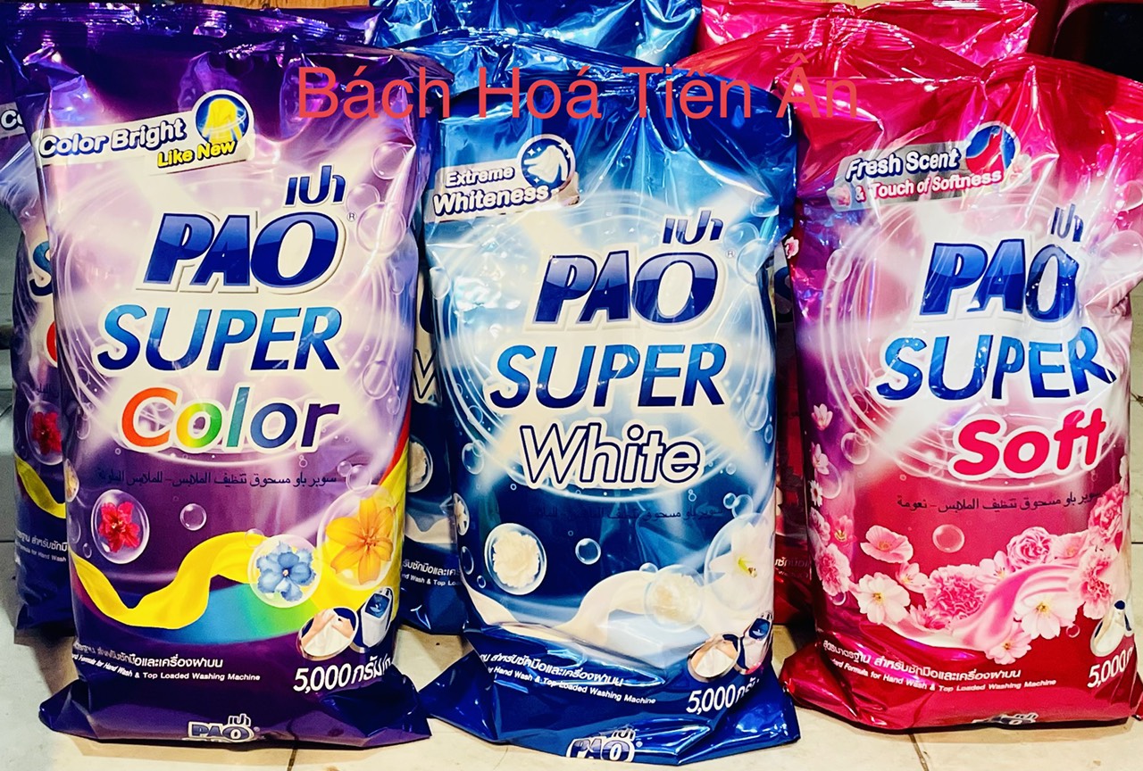 Bột Giặt PAO SUPER 5kg Thái Lan Chính Hãng - Trắng sáng cực kỳ và sạch hơn
