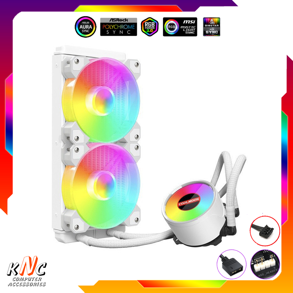 Tản Nhiệt Nước CPU AIO A240 Coolmoon Màu Trắng Led 5v ARGB Đồng Bộ Mainboard - Hàng Fullbox