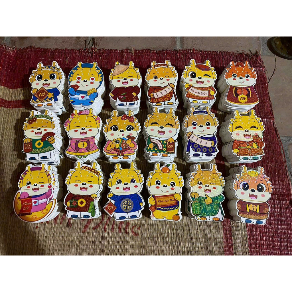 Combo 100 Bao lì xì chibi kim cương hoạt hình Tết 2024 hình con rồng đẹp