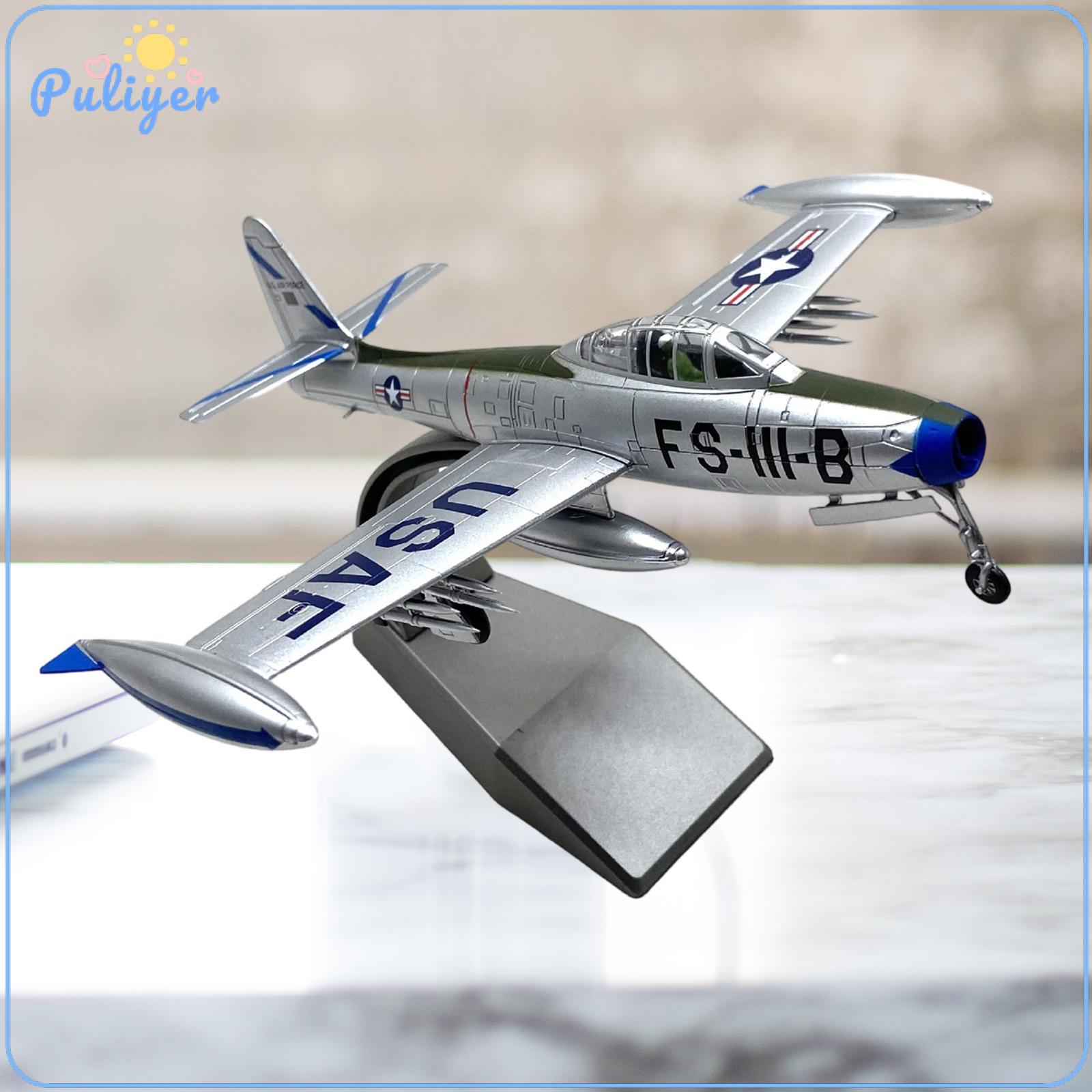 โมเดลฟิกเกอร์ อาร์ตทอย กล่องสุ่มของสะสม ของเล่นและโมเดลสะสม Kesoto 1/72 F-84 Jet Fighter Model Diecast Airplane Collection Gift Desk with Display Stand Toy Aircraft for Birthday Home Decor
