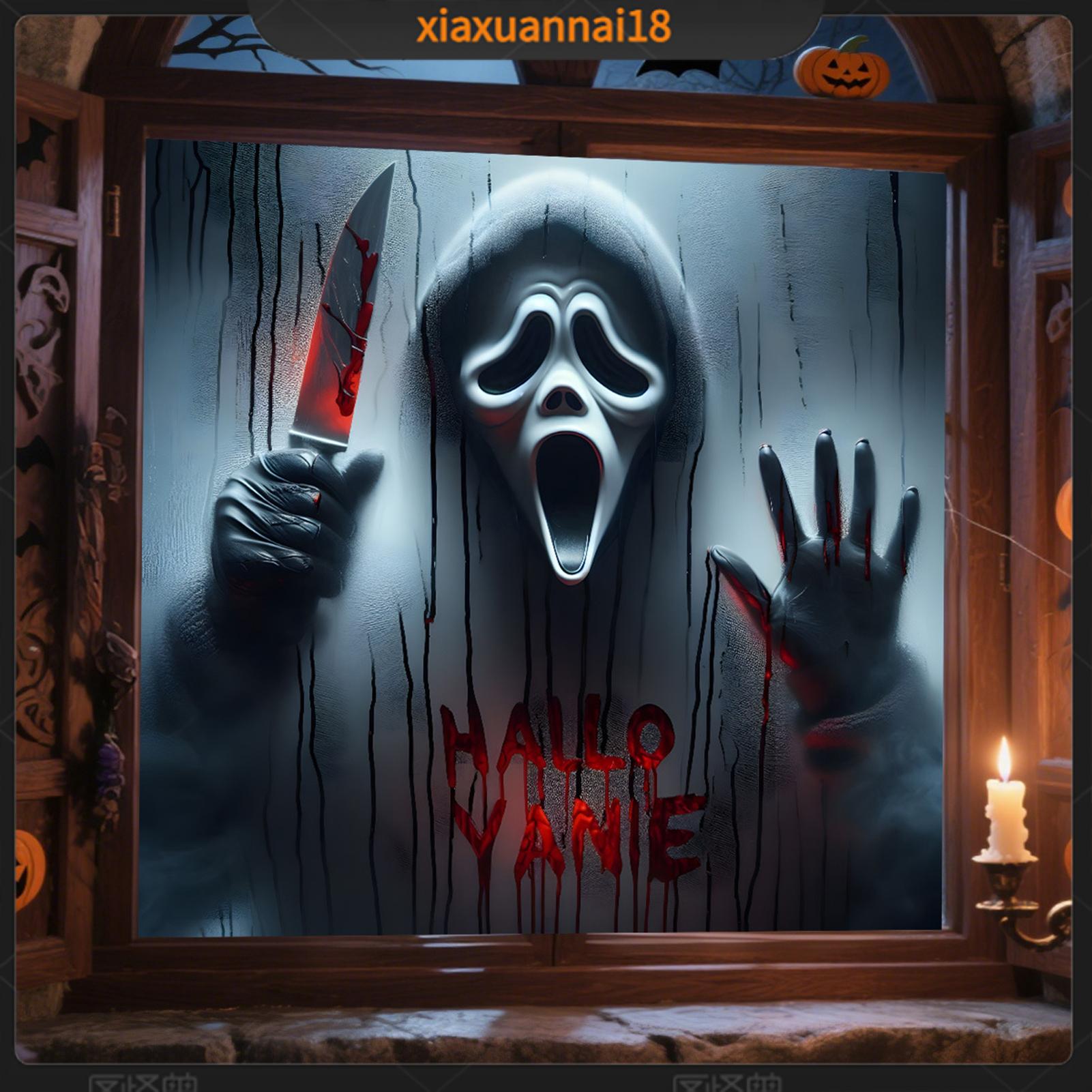 Xiaxuannai đồ trang trí tiệc Halloween Halloween Trang Trí Nội Thất Halloween ma quái dán che cửa sổ Ghost Silhouette Sticker Cho Đảng Trang Trí Creepy Blood In Decal Cho tường kính Yêu Thích