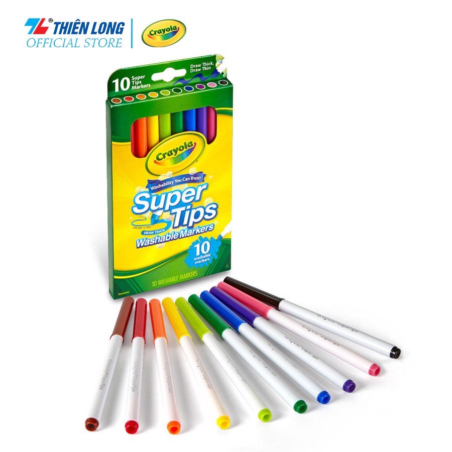 Bút lông nét mảnh - nét đậm có thể rửa được Crayola Supertips Washable