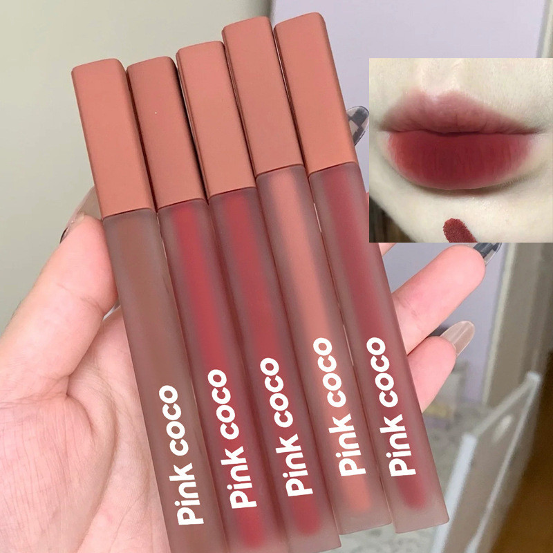 Pinkcoco Matte Lip Tint / Sơn mài môi Satin mềm dưỡng ẩm và nuôi dưỡng / Son bóng mịn màng mờ
