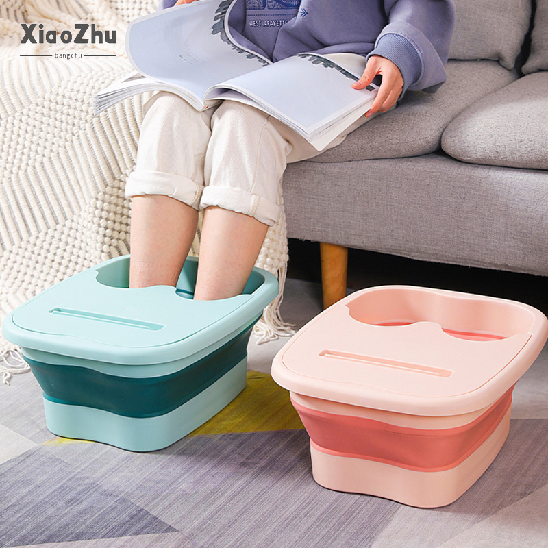 XiaoZhubangchu Footbath bucket foldable bucket portable storage home massage health foot bath over calf with cover insulation footbath ราคา 201 บาท*ส่งฟรี