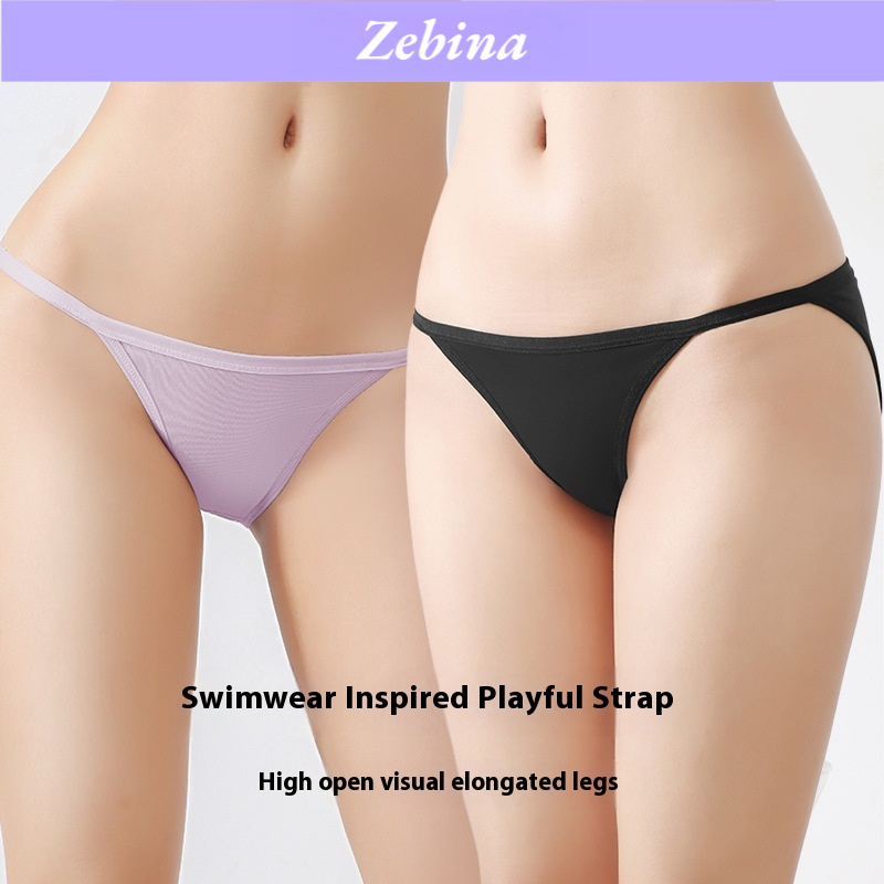 Zebina Đồ lót nữ xẻ cao dây đeo mỏng 7A đáy quần kháng khuẩn cotton nguyên chất không bó sát thoải mái