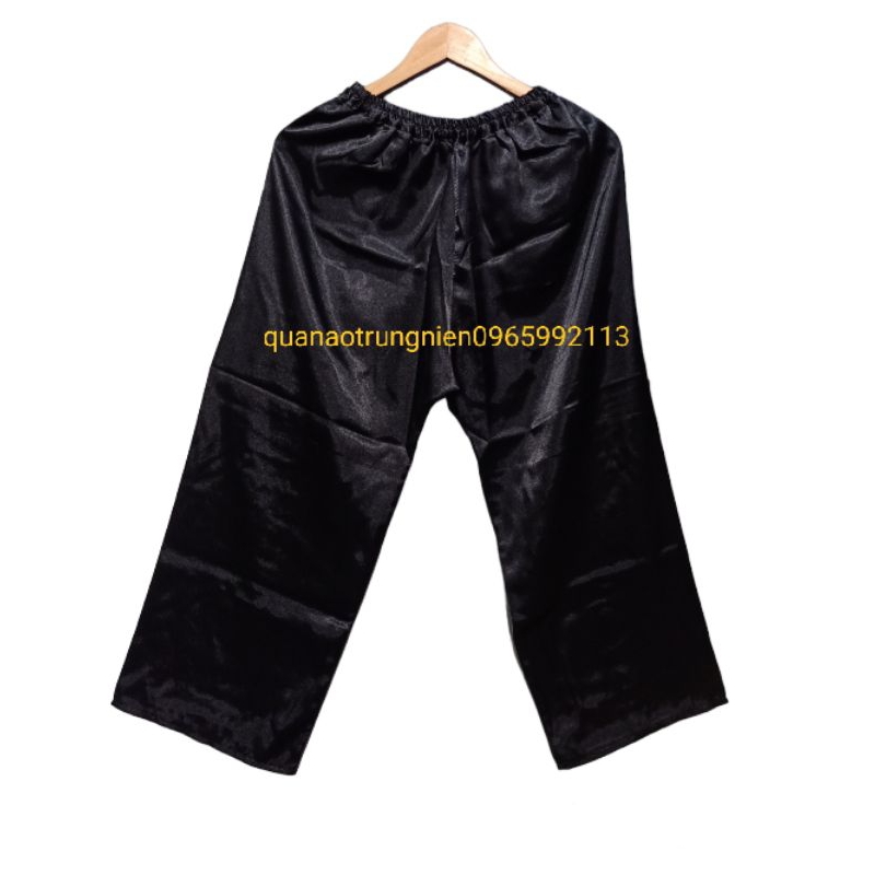 Quần satanh đen ống rộng quần lụa