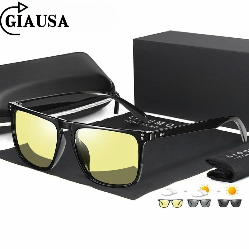【Giausa】kính thấu kính màu vàng quang hợp ngoài trời phân cực cho nam Kính râm kính an toàn chống chói lái xe cổ điển thời trang cổ điển chống tia cực tím s1270