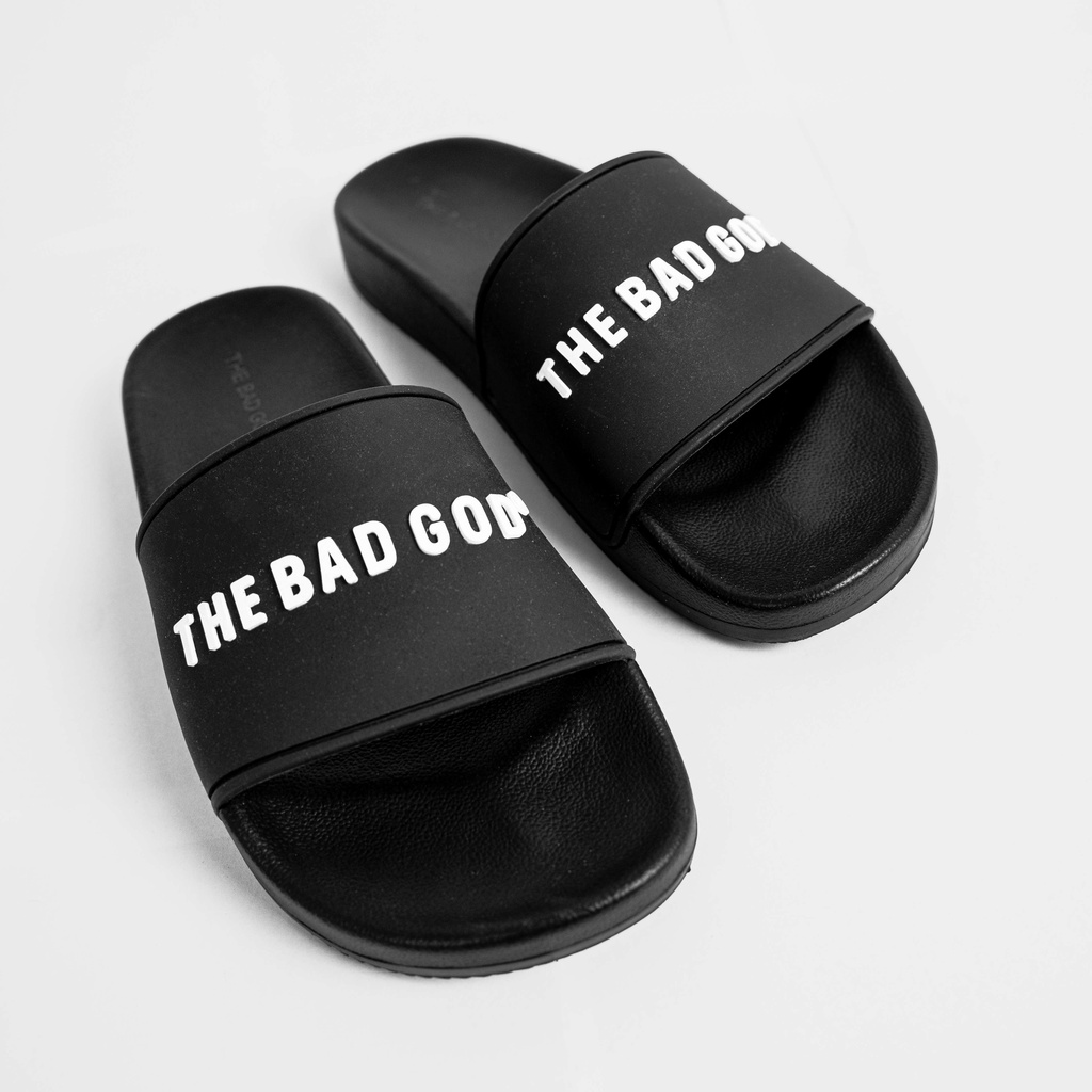 TR Dép quai ngang slipper The Bad God Basic fullbox chữ trắng X01 Black 35