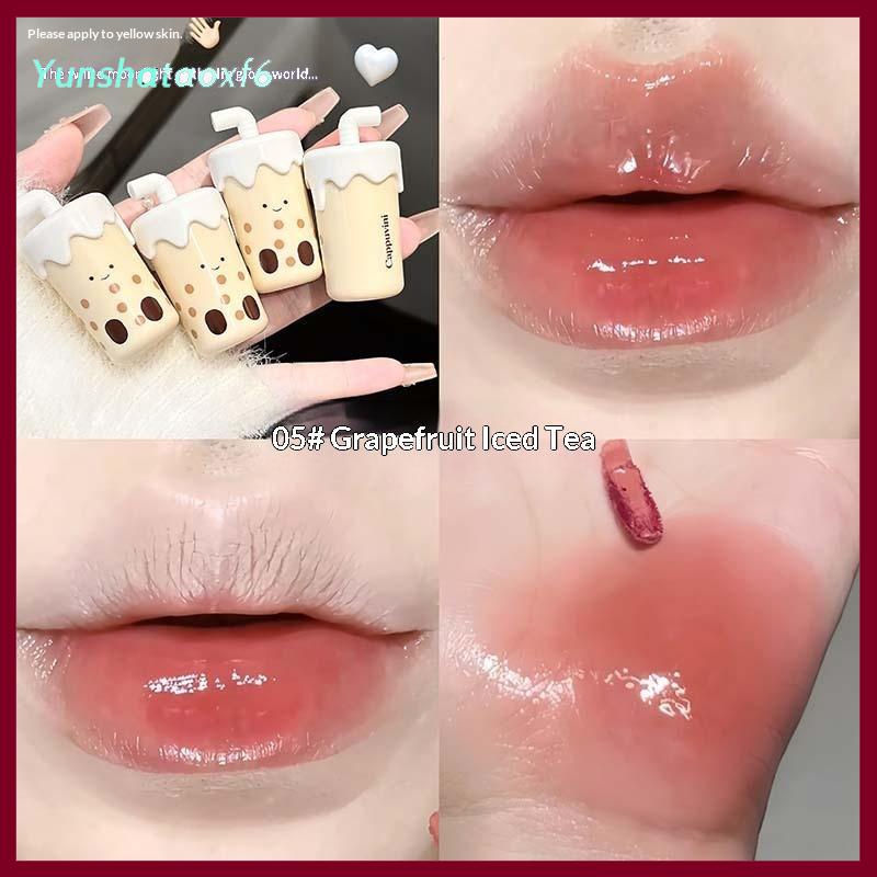 yunshataoxf Cappuvini Dễ Thương Trà Sữa Cup Hình Nước Ánh Sáng Son Bóng Lâu Dài Không Phai Gương Nước Trái Cây Nhuộm Lip Tint Cho Phụ Nữ Trang Điểm - 6