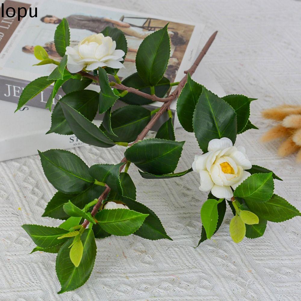 LOPU Thanh lịch Hoa trà nhân tạo Thủ công Nhựa Hoa giả Trang trí bình hoa Tự làm Cảm ứng thật Cành hoa Trà lụa Trang trí vườn nhà