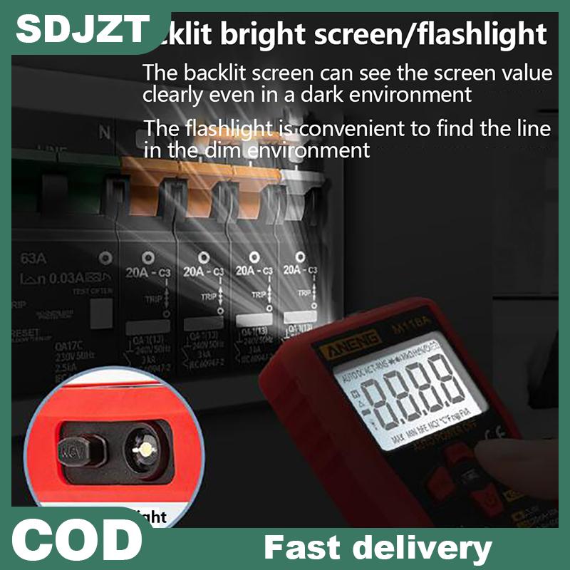 SDJZT Aneng Đồng hồ vạn năng kỹ thuật số m118a Máy kiểm tra AC DC cầm tay máy đo điện trở Mini RMS