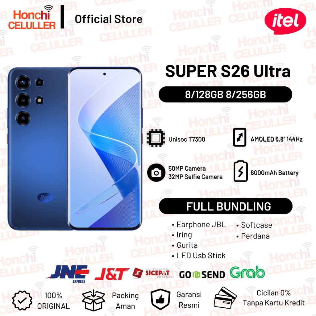 Itel S26 Ultra SUPER 8/256GB 8/128GB | 144Hz 1.5K AMOLED, 6000mAh, IP65 Waterproof, Gorilla Glass 7i, AI Eraser, NFC Garansi Resmi itel Indonesia Harga 4,025,000 rupiah*Gratis Ongkir