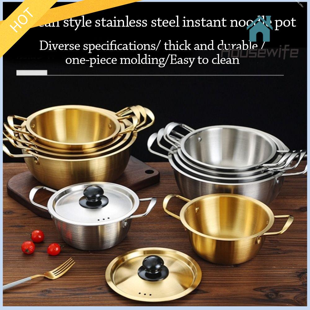 HOUSEWIFE SPACE Thép không gỉ Nồi mì ramen có nắp mini Nồi súp  Tai đôi Lẩu Dụng cụ nấu ăn cắm trại
