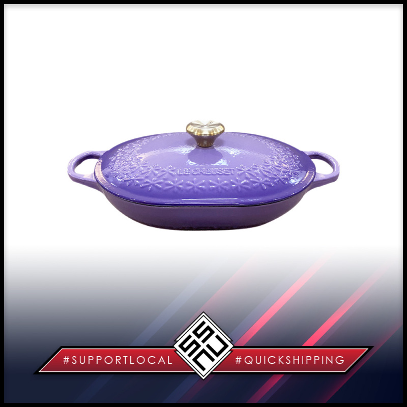 SSNU214 Le Creuset Enamelled Cast Iron Fleur Flower Oblong Casserole 31 cm Ultra Violet Singapore