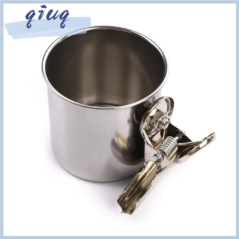 [qiuq] Bát ăn nước Thức ăn cho thú cưng hình tròn cho Chim Vẹt bằng thép không gỉ - 3