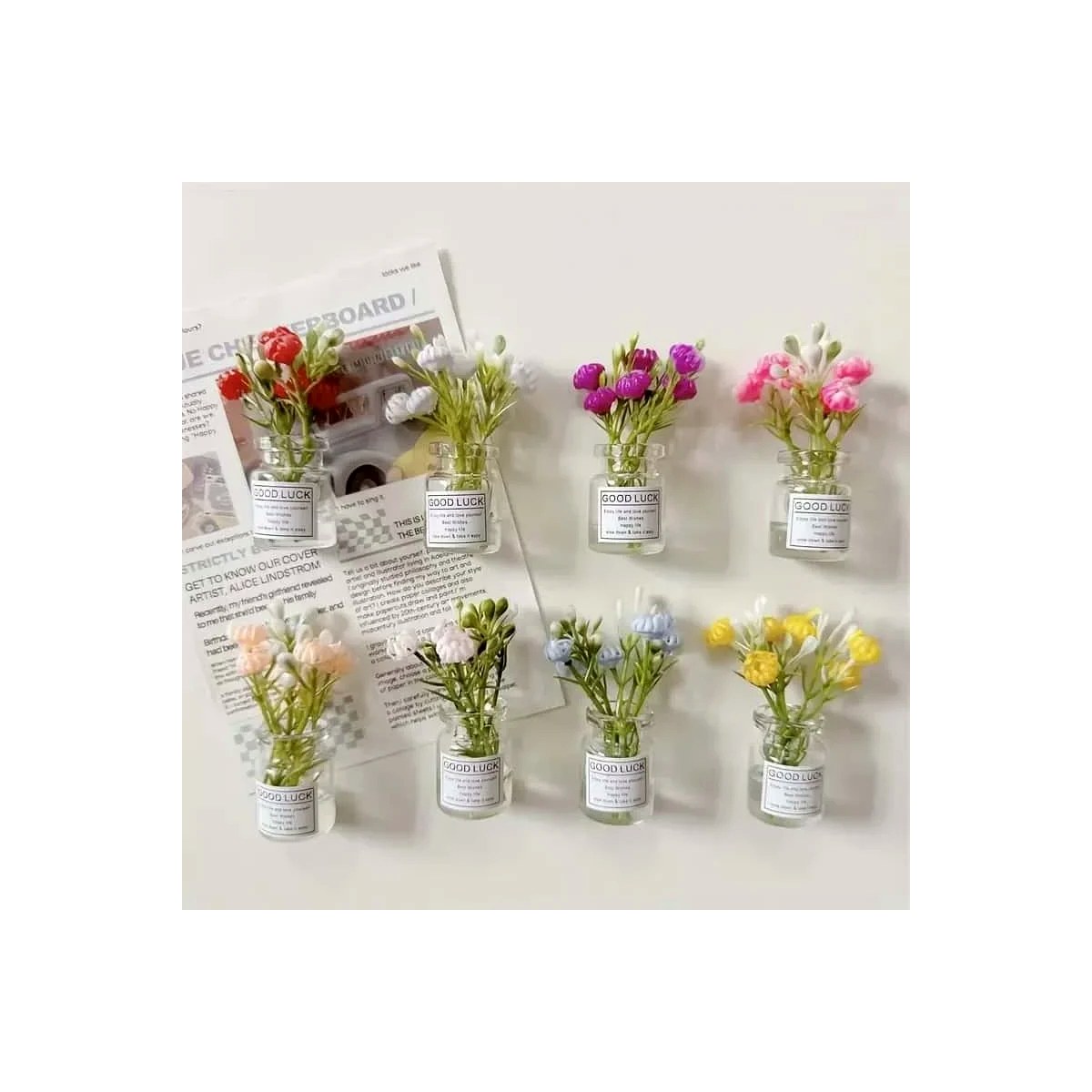 【Wind Trade】 8Pcs Mini Small Vase Magnets Cute Mini Refrigerator Magnets 3D Vase Fun Refrigerator Accessories Kitchen Decoration Holiday Gift