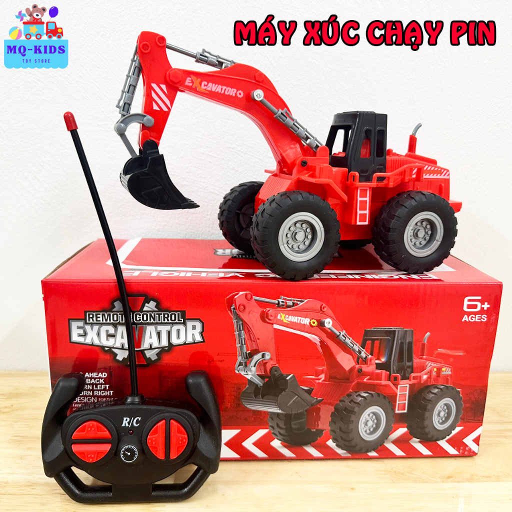 Xe điều khiển từ xa, xe công trình xe máy Xúc có đèn sáng, nhựa cao cấp chịu đàn hồi va đập tốt
