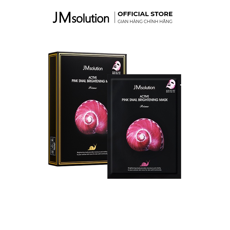 Mặt Nạ Ốc Sên Hồng Dưỡng Trắng JMsolution Active Pink Snail Brightening Mask Prime 30ml x 10 Miếng