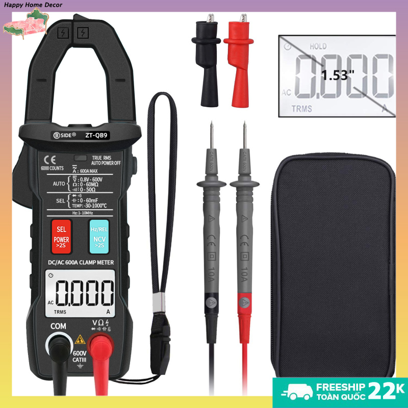 Bside DC/AC 600A Đồng hồ kẹp đo điện kỹ thuật số trms Thông Minh Kìm hiện tại Ampe kế 6000 Auto rang vạn năng tụ điện Điện áp NCV Hz Tester