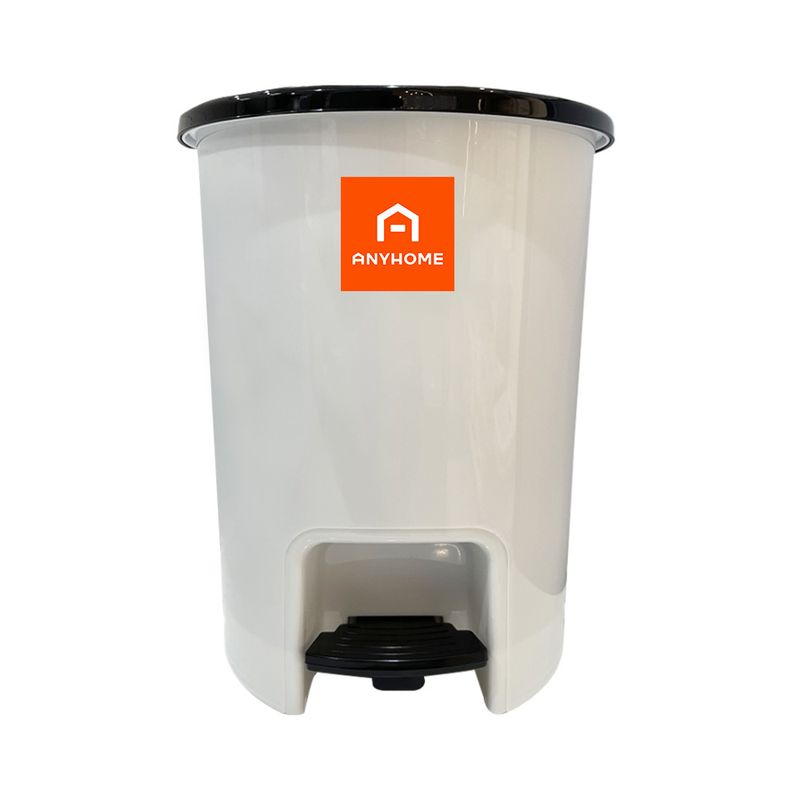 ANYHOME ถังขยะแบบเหยียบ 12ลิตร No.542 สีขาว+ฝาดำ ราคา 149 บาท*ส่งฟรี