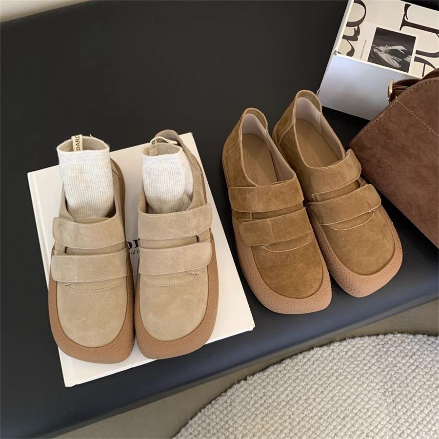 original High-end French style ugly big-toe thick-soled Birkenstock shoes for women genuine leather beanie shoes 2023 autumn and winter new soft-soled loafers