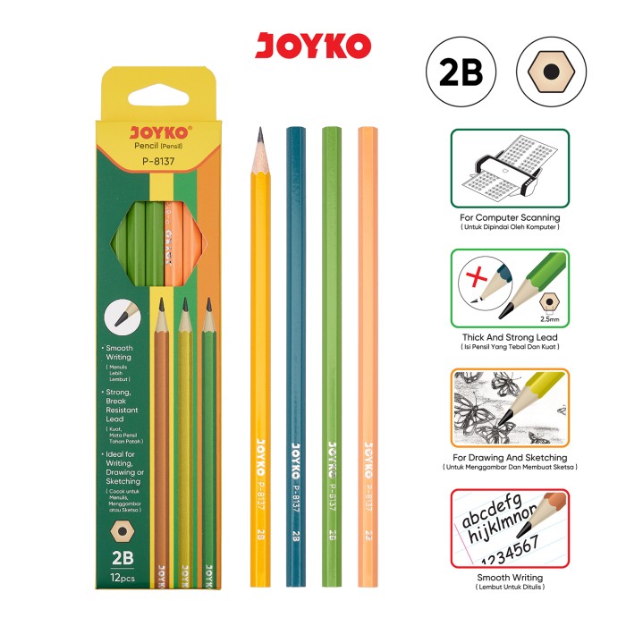 Pencil Pensil Joyko P-8137 2B 1 Box 12 Pcs