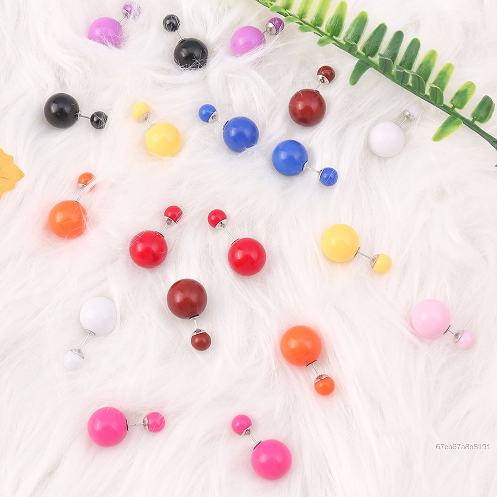 Faux Pearl Ear Studs for Women 16mm and 8mm Ball Hypo-allergenic Ear Decorations for Women Party Accessories AE-VN