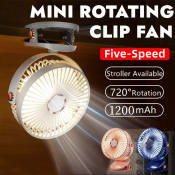 USB Clip Fan with LED Light - Portable & Rechargeable