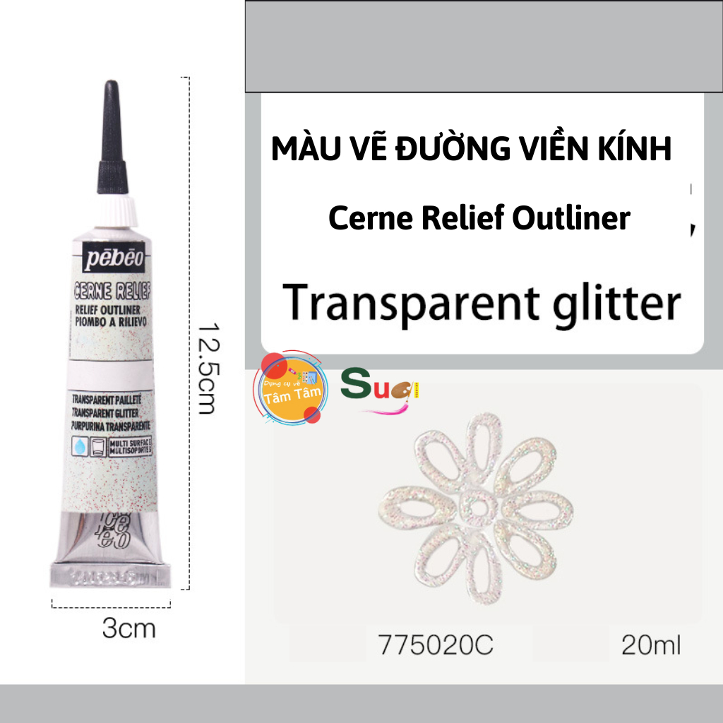 MÀU VẼ ĐƯỜNG VIỀN KÍNH CERNE RELIEF TUÝP 20ML   Cerne Relief Outliner Pebeo